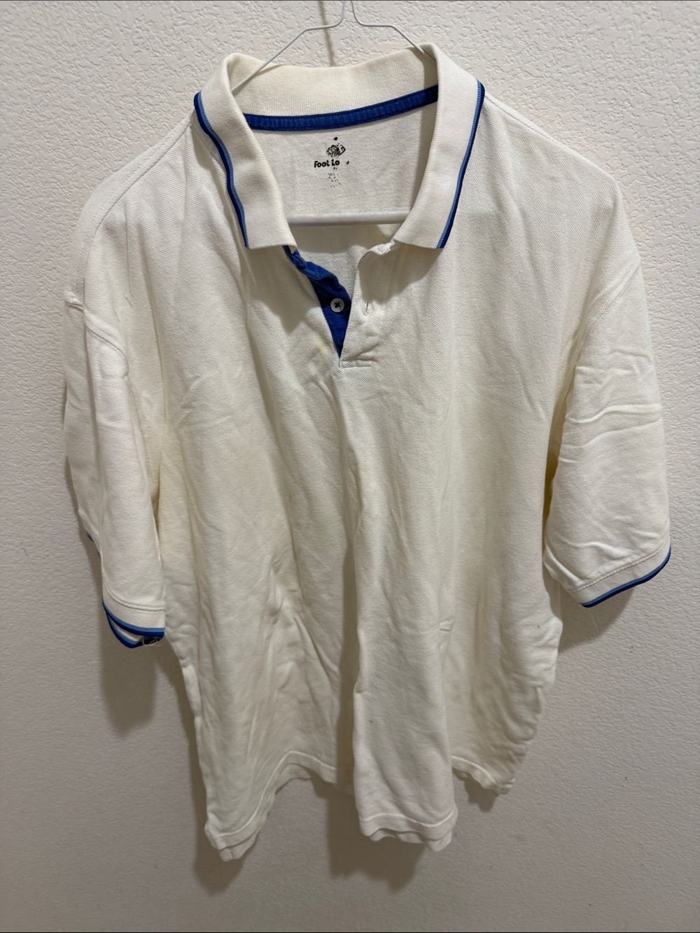 Men's White Polo with Blue Trim - Classic Casual